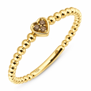 Desert Diamond Heart Anniversary Ring in Yellow Gold