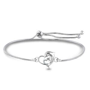 Canadian Diamond Sterling Silver Dolphin Bolo Bracelet