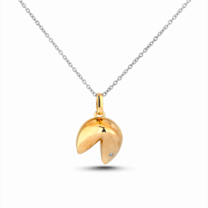 Canadian Diamond Sterling Silver Fortune Cookie Necklace