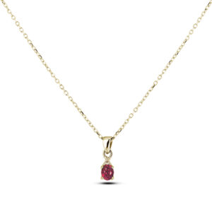 0.26 Carat Ruby & Diamond Oval Pendant in Yellow Gold