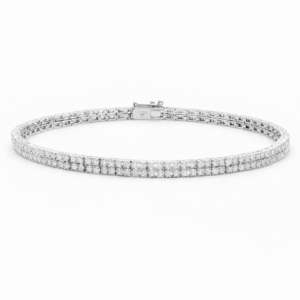 Canadian Diamond Double Row Bracelet in White Gold 1.60 Carat TW