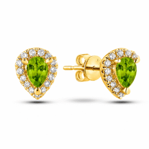 Green Sapphire 1.03 Carat and Canadian Diamond Halo Stud Earrings in Yellow Gold