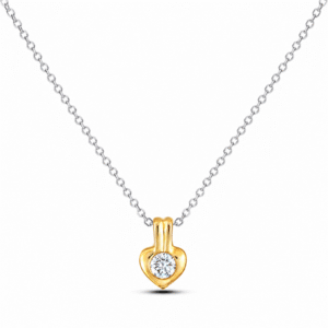 Diamond Pendant in Yellow Gold With Silver Chain