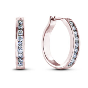 0.22 Carat TW Diamond Hoop Earrings in 14K Rose Gold