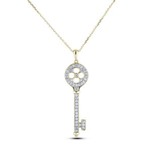 0.45 Carat TW Canadian Diamond Key Pendant in Yellow Gold