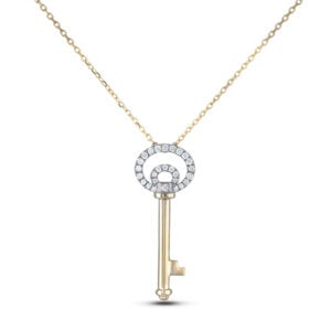 Canadian Diamond Circle Key Pendant in Yellow Gold 0.15 Carat TW