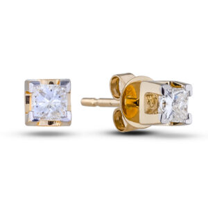 Princess Cut Canadian Diamond Stud Earrings in 14K Yellow Gold | 0.26 Carat TW