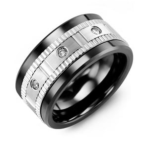 MADANI Men's Eternity Accents Wide Diamond 11mm Wedding Ring in 10K Gold