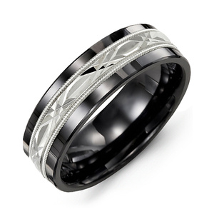 MADANI Men's Classic Diamond Cut Milgrain 7mm Wedding Band in 10K Gold