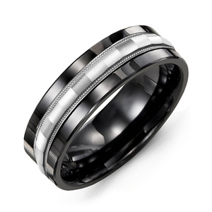 MADANI Men's Baguette Diamond-Cut 7mm Wedding Ring in 10K Gold