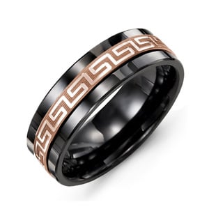 MADANI Men's Ancient Greek Key Pattern 7mm Wedding Band in 10K Gold