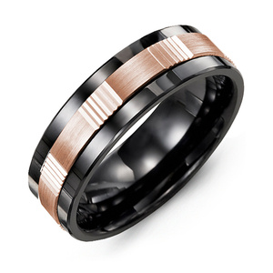 MADANI Men's Satin Diamond Cut 7mm Wedding Band in 10K Gold