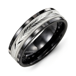 MADANI Men's Diamond-Cut V 7mm Wedding Ring in 10K Gold