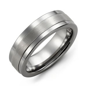 MADANI Men's Plain Satin Finish 7mm Wedding Band in 10K Gold