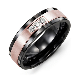 MADANI Men's Plain Satin Finish Diamond 7mm Wedding Band in 10K Gold
