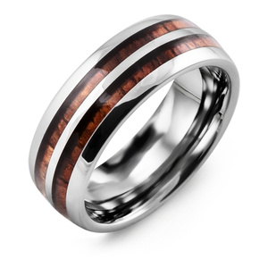 MADANI Men's Double Koa Wood Tungsten 8mm Wedding Band