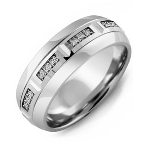 MADANI Men's & Women's Brush Beveled Diamond 8.5mm Wedding Band in 10K Gold