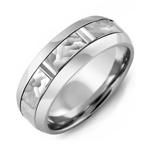 MADANI Men's & Women's Hammer Diamond Cut 8.5mm Wedding Band in 10K Gold