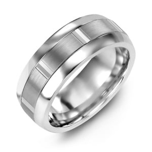 MADANI Men's and Women's Brushed Vertical Accents 6.5mm Wedding Ring in 10K Gold