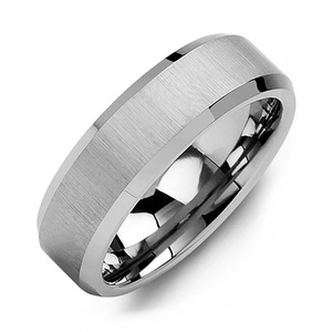 MADANI Men's Brush & Beveled Tungsten 7mm Wedding Ring