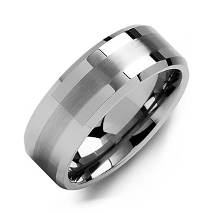 MADANI Men's Beveled Dual Finish Tungsten 8mm Wedding Ring