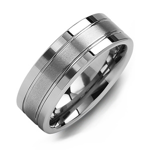 MADANI Men's Triple-Band Effect Tungsten 8mm Wedding Ring