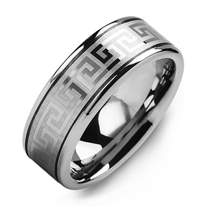MADANI Men's Eternity Greek Key Tungsten 8mm Wedding Ring