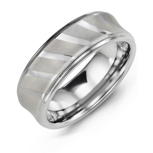 MADANI Men's Diagonal Polished Lines Tungsten 8mm Wedding Ring