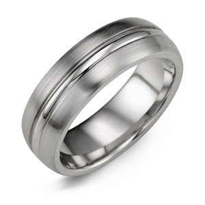 MADANI Men's Brushed Polished Accent Cobalt 7mm Wedding Band