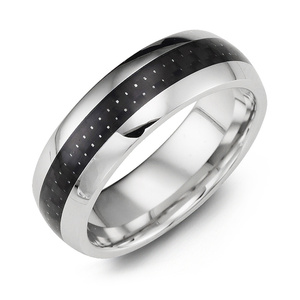 MADANI Men's Polished Dome Carbon Fiber Cobalt 7mm Wedding Ring