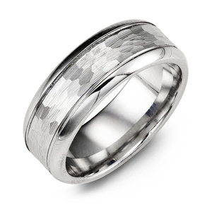 MADANI Men's Hammer Polished Edges Cobalt 8mm Wedding Band