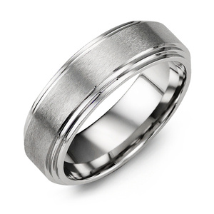 MADANI Men's Brush Accents Cobalt 7mm Wedding Ring