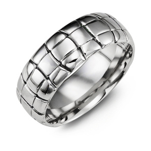MADANI Men's Tortoise Shell Pattern Cobalt 9mm Wedding Band