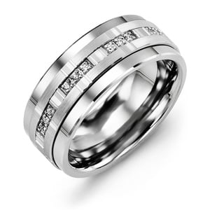 MADANI Men's Multi Trio Diamonds 9mm Wedding Band in 10K Gold