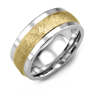 MADANI Men's Hand Brushed 9mm Wedding Band in 10K Gold