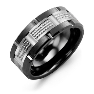 MADANI Men's Three Rope Grooved 9mm Wedding Ring in 10K Gold