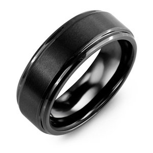 MADANI Men's Brushed Ceramic Polished Edges 8mm Wedding Band