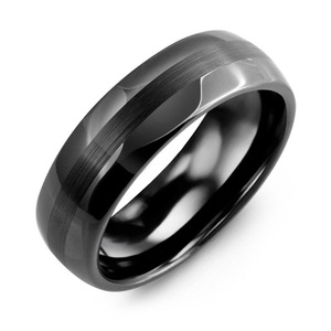 MADANI Men's Ceramic Two Band Effect 7mm Wedding Ring