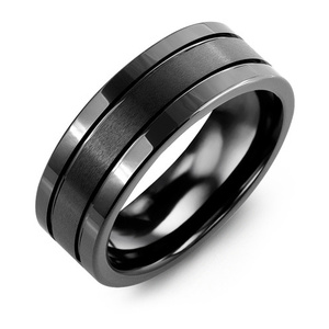 MADANI Men's Triple-Band Effect Ceramic 8mm Wedding Ring