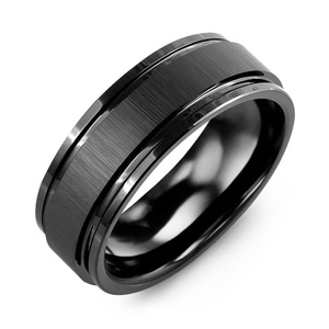 MADANI Men's Satin Center Polished Edges Ceramic 8mm Wedding Ring
