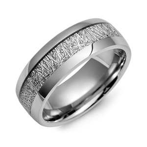 MADANI Men's Dome Meteorite Tungsten 8mm Wedding Band