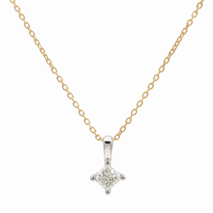 Ideal Princess Cut 0.51 Carat Canadian Diamond Solitaire Pendant in Yellow and White Gold