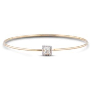 Canadian Desert Diamond Halo Bangle in Yellow Gold