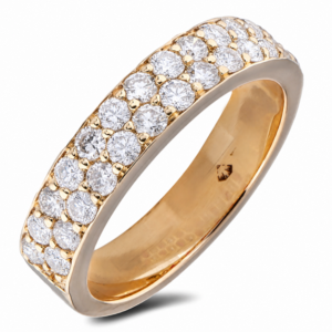 0.95 Carat TW Diamond Double Row Anniversary Ring in 14K Yellow Gold