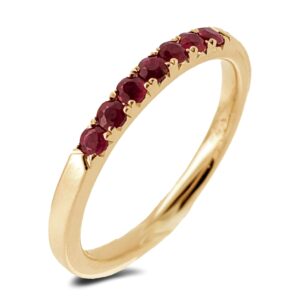 Stackable Ring Set With 0.30 Carat TW Ruby In Yellow Gold