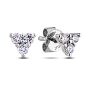 Three Stone 0.24 Carat TW Diamond Stud Earrings In White Gold