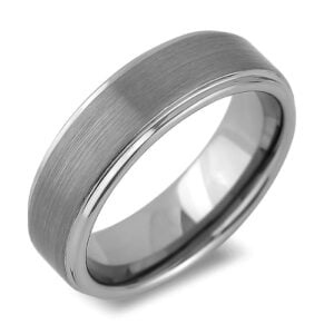 Men's Satin Center Polished Edges Tungsten Wedding Ring