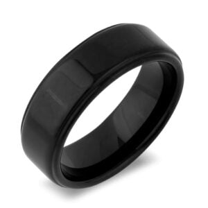 Men's Satin Center Polished Edges Black Tungsten Wedding Ring
