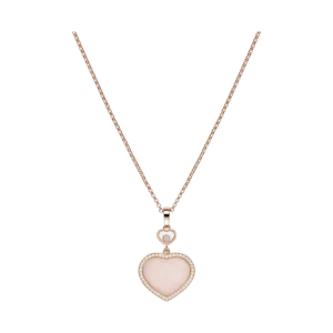 CHOPARD Happy Hearts Pendant, Ethical Rose Gold, Diamonds, Pink Opal 79A074-5620