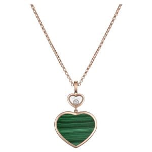 CHOPARD Happy Hearts Pendant, Ethical Rose Gold, Diamond, Malachite 79A075-5151
